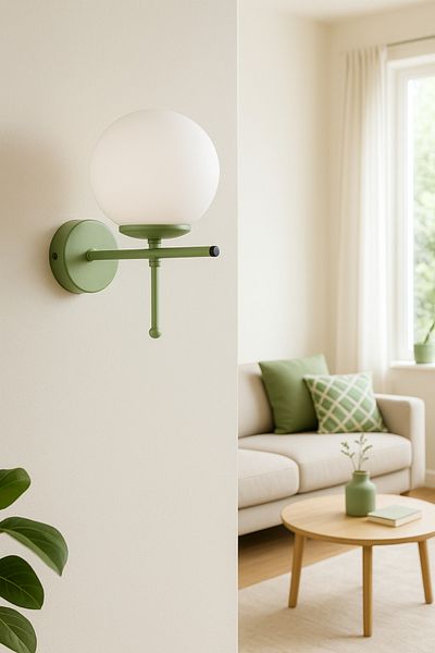 Modavize Feris Special Living Room - Kitchen - Cafe Design White Color Body White Glass Wall Sconce