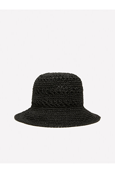 Sisley Women's Black Crochet Effect Bucket Hat