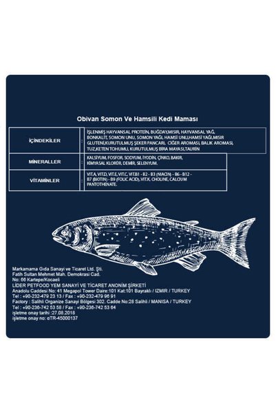 obivan Somonlu Ve Hamsili Kedi Maması 10 Kg