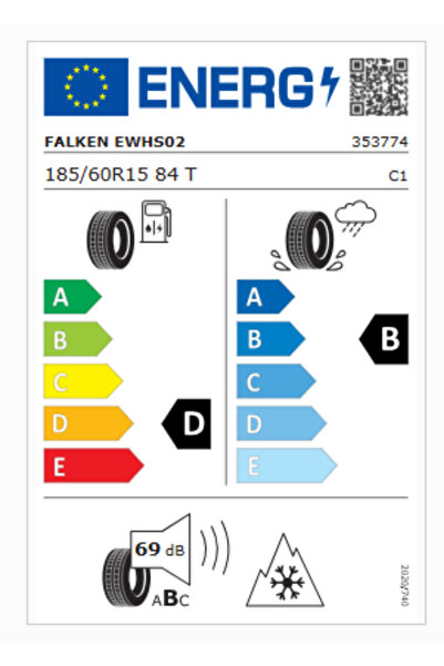 Falken Eurowinter HS02 185/60R15 84T M+S 3PMSF Oto Kış Lastiği (Üretim Yılı: 2023)