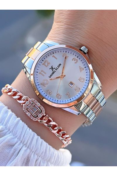 Daniel Klein 30 Mt Water Resistant Silver Rose Steel Color Throwproof Watch