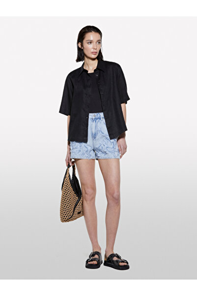 Sisley Women's Black Viscose Blend Crew Neck Regular Fit T-Shirt