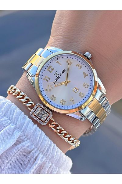 Daniel Klein Steel Cord Colorfast Yellow/Silver 30 Mt Water Resistant Women's Wristband with Gift
