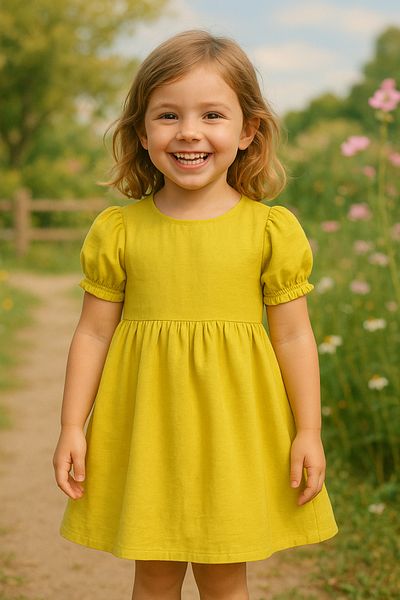 Hilal Akıncı Kids Cotton Linen Basic Dress