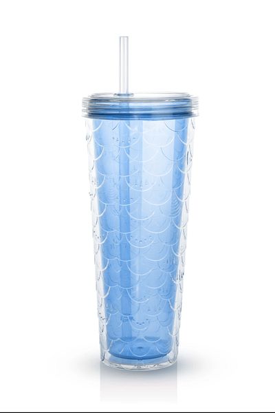 Kitchen Life Sparkle Colored Glass with Straw 750 ml Presentation Glass with Lid, Soft Drink Glass