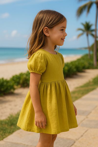 Hilal Akıncı Kids Cotton Linen Basic Dress