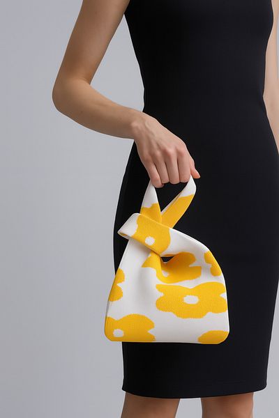 Sebir Moda Floral Patterned Knitwear Tote Handbag