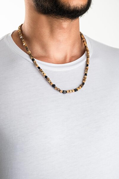 So CHIC... Jasper Stoned 55 Cm Steel Men's Necklace