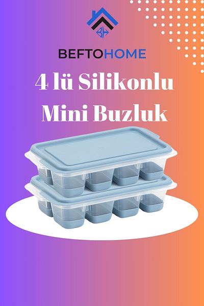 BEFTO HOME 8 Compartment Mini Lid Push Out Silicone Ice Mold (4 Pcs)