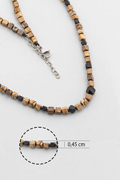 So CHIC... Jasper Stoned 55 Cm Steel Men's Necklace