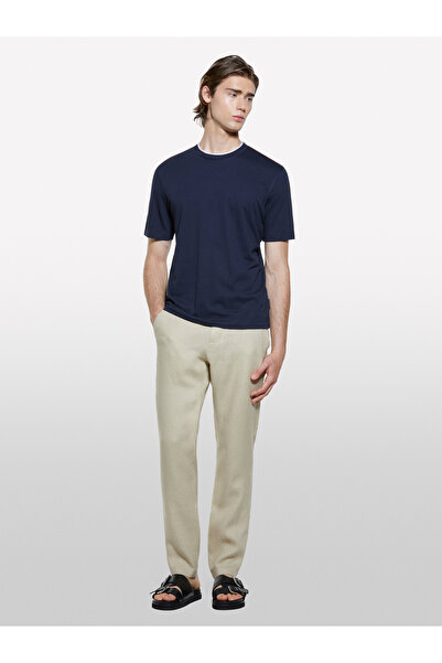 Sisley Ανδρικό μπλουζάκι με λεπτομέρεια με λογότυπο, 100% βαμβάκι, με λεπτομέρεια με λογότυπο, με λαιμόκοψη και κανονική εφαρμογή