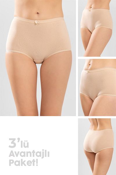 BAYKAR Women's Classic Cut Cotton Plain Bato Panties 3 Pack Skin Color