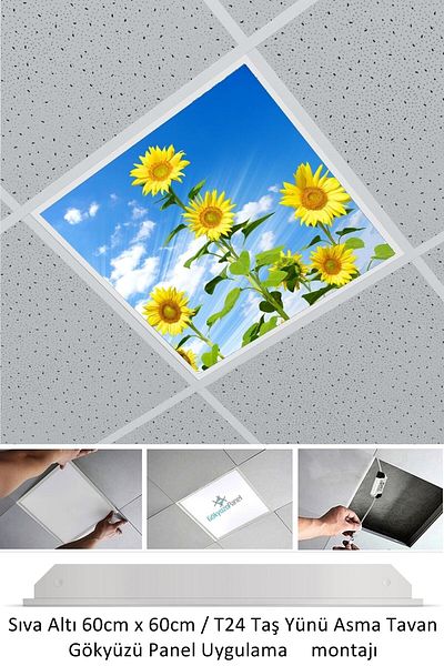 Gökyüzü Panel Hanging Ceiling LED-60cmx60cm-flush Mount-54w-6500k-led Panel-led Luminaire-60x60 Stone Wool Hanging Ceiling LED-a+
