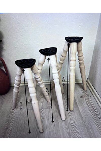 HAMADEX Raw 38–41–44 cm 9 Pieces Lathe Wooden Furniture Leg – Includes 3-Piece Coffee Table, Dresser, Bracket and Screws