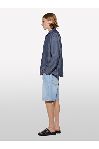 Sisley Men's Light Denim 100% Cotton Mid Waist Regular Fit Denim Shorts