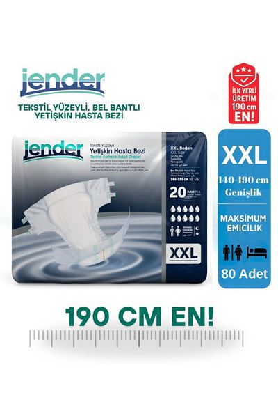 JENDER Patient Diapers with Waist Band XXL 4 Packs of 20
