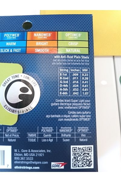 PUANDORG Elixir 19002 Optiweb Super Light Electric Guitar String (9-42) (Gifts)