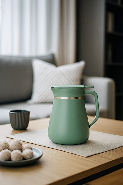 ALSAIF Coffee And Tea Vaccum Flask Steel In Green / Leak-proof And Keeps Drinks Hot 1 Liter