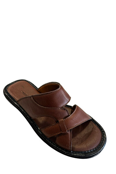 Castle Black 8521 Men's Genuine Leather Slippers Tan