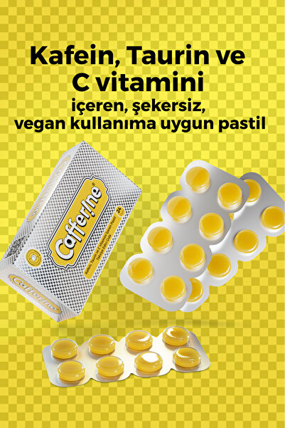 Genus Pharma Cafferine Pastil Cafferine, Kafein, Taurin, C Vitamini Ile Yorgunluğa Karşı Enerji Artırıcı Pastil 3lü Avantaj