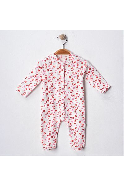 Lunara Baby Girl Flower Themed Snap Booties Jumpsuit Newborn