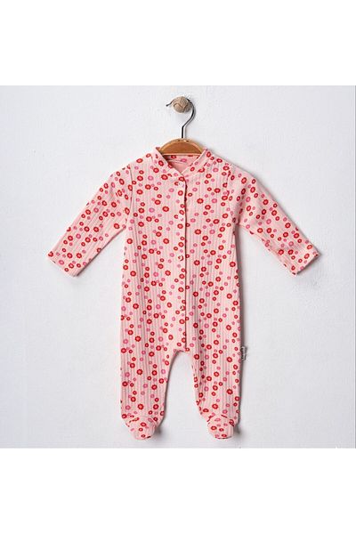 Lunara Baby Girl Flower Themed Jumpsuit with Snap-On Booties
