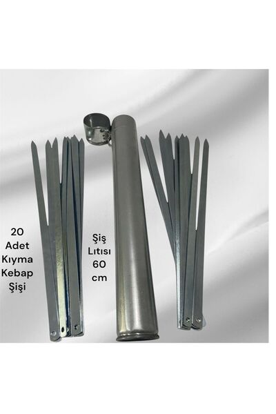 YILMAZNARGİLE 20’li Adana Kebap Kıyma Kebap Şişi Seti 60 CM - Kebap Şişi - Şi...