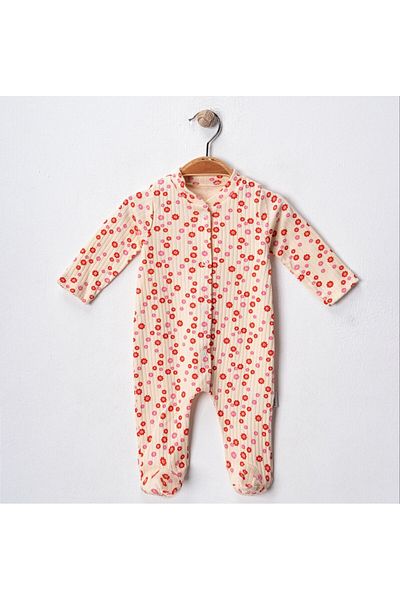 Lunara Baby Girl Flower Themed Snap Booties Jumpsuit Newborn