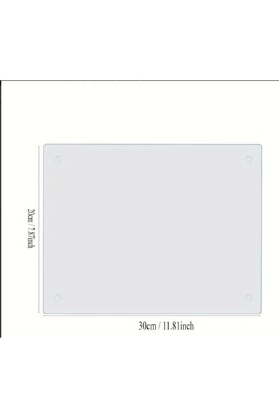 Maya Temperli Cam Sebze Meyve Doğrama Kesme Tahtası, Kenarları Oval, Antibakteriyal 20 x 30 cm Ölçüsünde