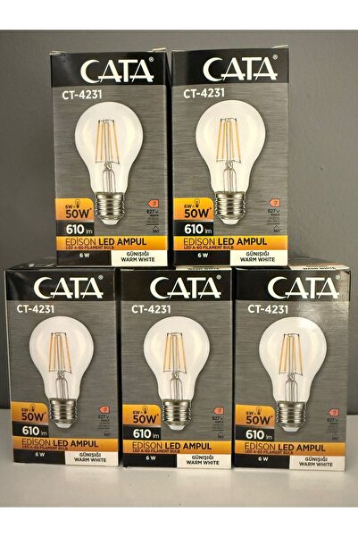Cata 6w Filament Led Ampul 5 Li Paket E-27 Duylu Ct4231