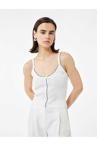 Koton X Melis Ağazat - Buttoned Bow Detailed Thin Strap Knitwear Undershirt
