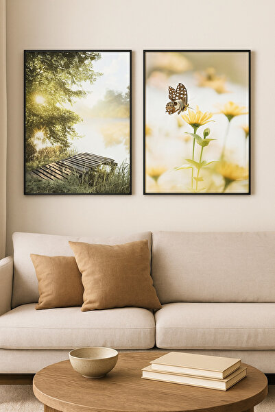 seninürünün Мирни меки пейзажи - печат върху истинско стъкло с черна алуминие...