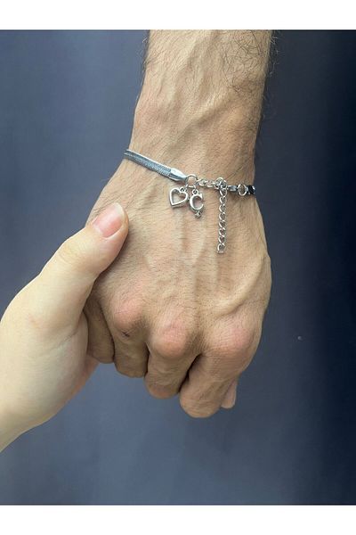 pofudukcase Steel Letter and Heart Bracelet with Gift Box for Lover,Friend