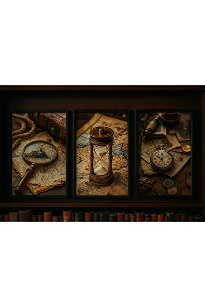 seninürünün Παρακολουθήστε τον χρόνο - Μοντέρνος πίνακας 3 τεμαχίων με μεταλλ...