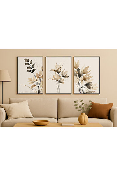 seninürünün Soft Botanika - Pictură modernă din 3 piese cu imprimare a verita...