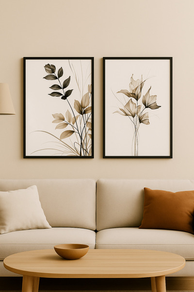 seninürünün Frumusețea urmărilor naturale - Pictură modernă din 2 piese cu im...