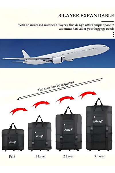 Generic Expandable Foldable Luggage Bag, Collapsible Suitcase with Combination Lock, Rolling Duffel Bag