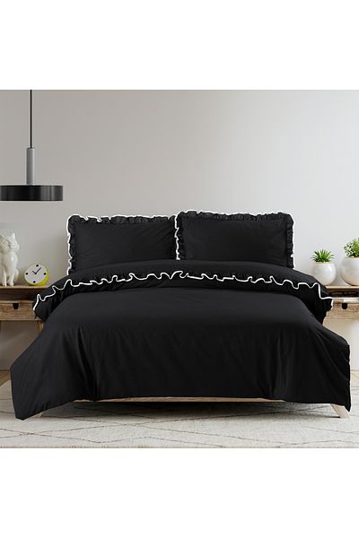 Evidea Soft Noirelle Double Duvet Cover Set - Black