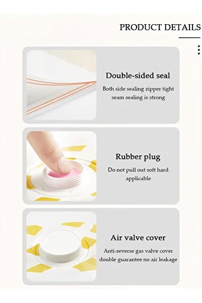 Generic 3 Packs Odorless Thickened Electric Pump Vacuum Storage Bag, (1 LARGE 1 MEDIUM), Reusable