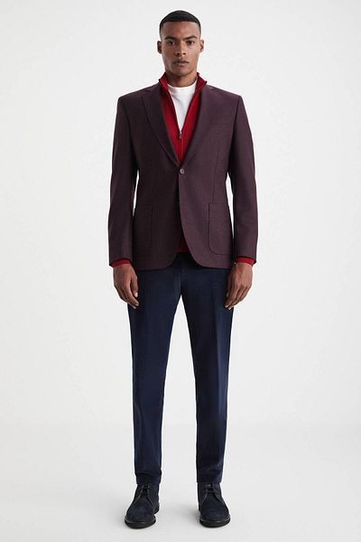 Hemington Pure Wool Burgundy Blazer Jacket