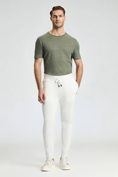 Hemington Bağcıklı Beyaz Slim Fit Triko Pantolon