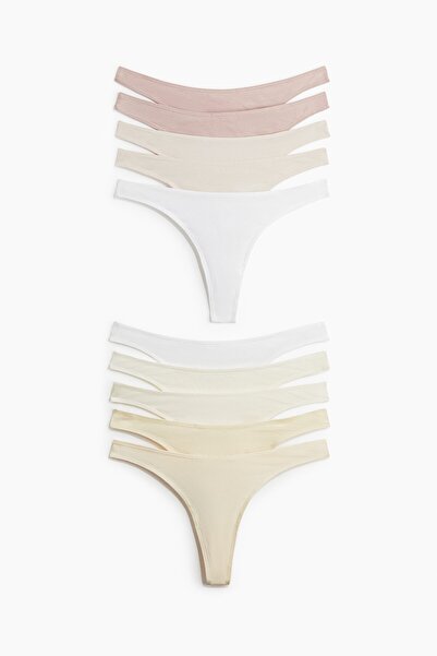H&M 10'lu Pamuklu Thong Külot