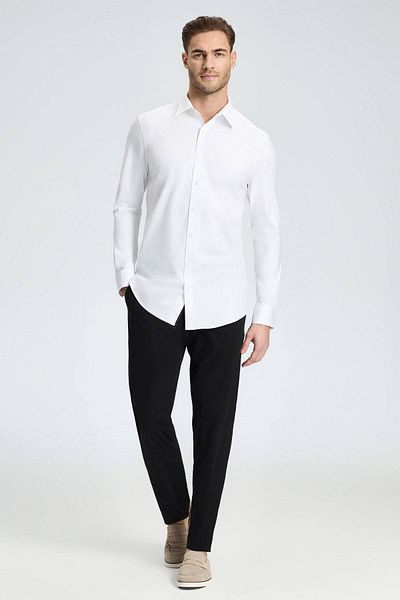 Hemington Slim Fit Hidden Button White Sports Shirt