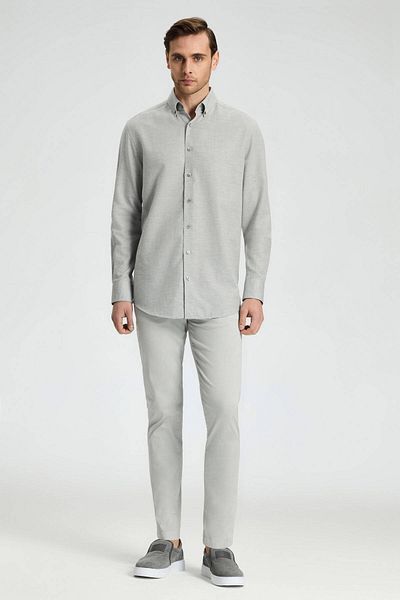 Hemington Cashmere Cotton Blend Light Gray Shirt