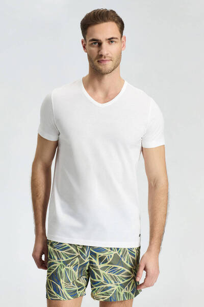 Hemington White V-neck Basic T-shirt