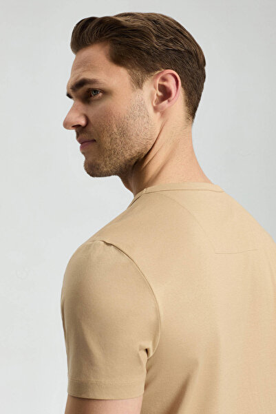 Hemington Crew Neck Sand Color Basic T-Shirt