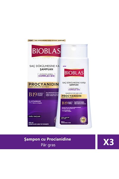 Bioblas Bioblas Anti-Hair Loss Shampoo Procyanidins extracted from grape seeds, 360ml X 3 pieces
