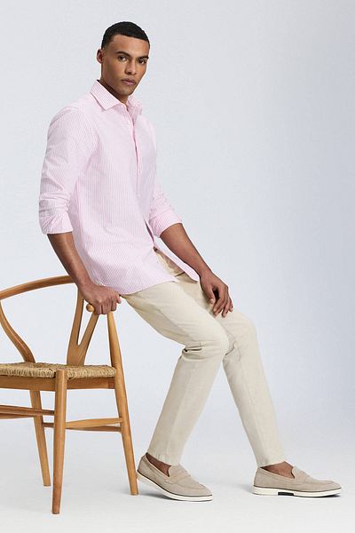 Hemington Pure Cotton Pink Striped Oxford Shirt