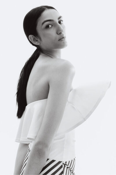 H&M Farbalalı İnterlok Bandeau Üst