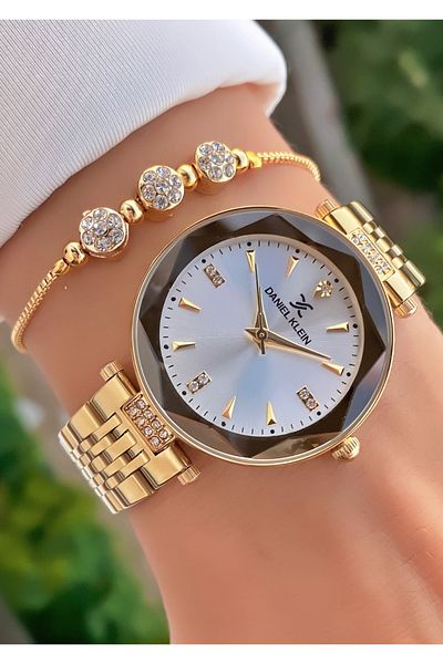 Daniel Klein Brand - Gold Color - Original - Waterproof 2 Years Warranty Women's Wristwatch - Bracelet Gift